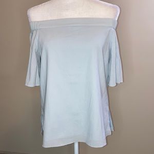 Tibi Off Shoulder Short Sleeve Top Blue 4